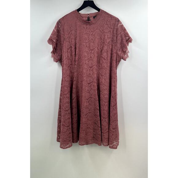 Torrid - Mini Lace High Neck Skater Dress Mauve Size 3 - Picture 2 of 10